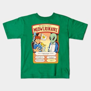 who wants to be a meowlionaire Kids T-Shirt